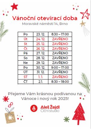 vánoční otevírací doba optika žejdl moravské nám.